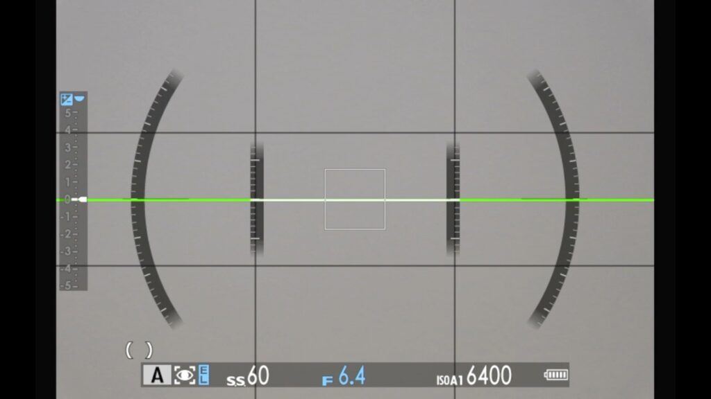 Fujifilm X-M5のグリッド線の表示方法。一番ベーシックな「方眼９分割」です。